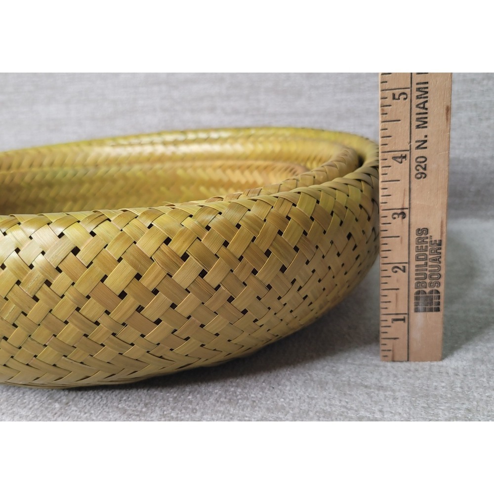 3 Crate & Barrel Bambu Bamboo Nesting Bowls Woven 11 1/2" x 14" Large Basket - Picture 2 of 12